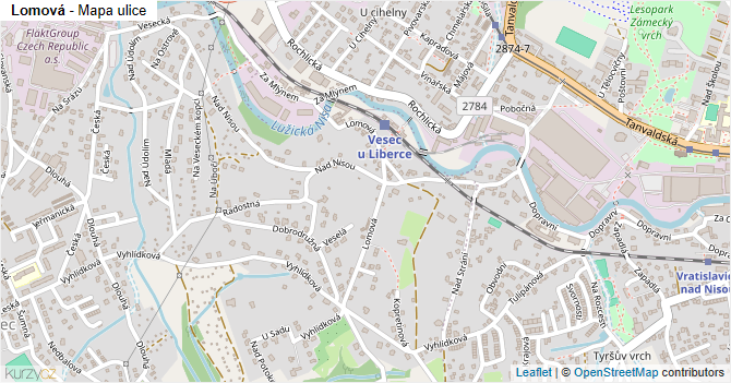 Lomová - mapa ulice