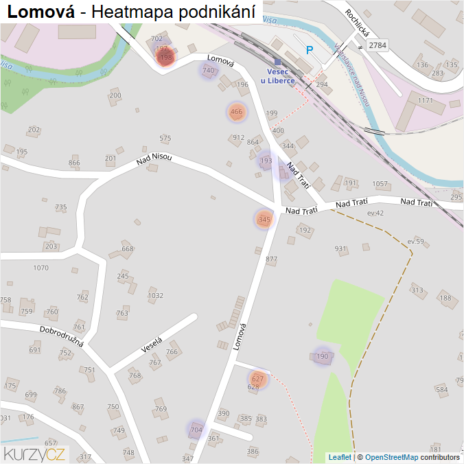 Mapa Lomová - Firmy v ulici.