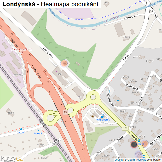 Mapa Londýnská - Firmy v ulici.