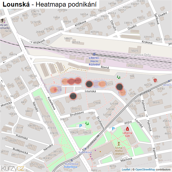 Mapa Lounská - Firmy v ulici.
