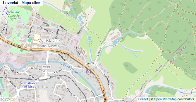 Lovecká - mapa ulice