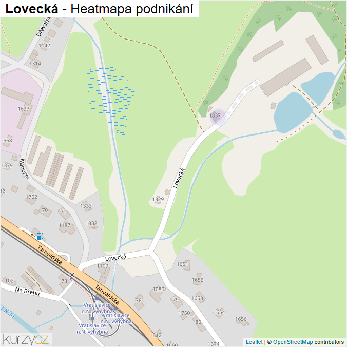 Mapa Lovecká - Firmy v ulici.