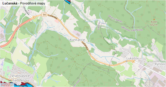 Lučanská - záplavové mapy stoleté vody