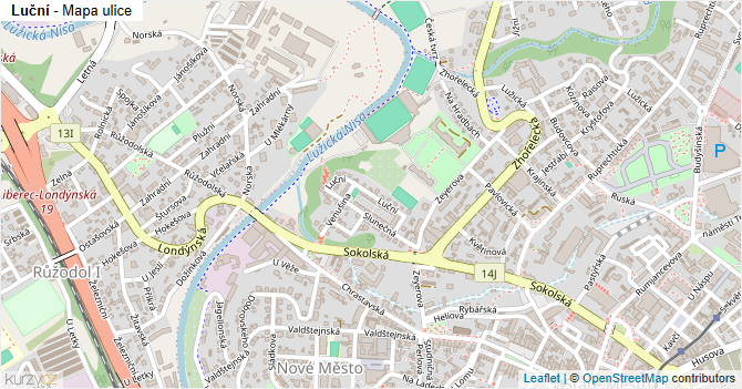 Luční - mapa ulice