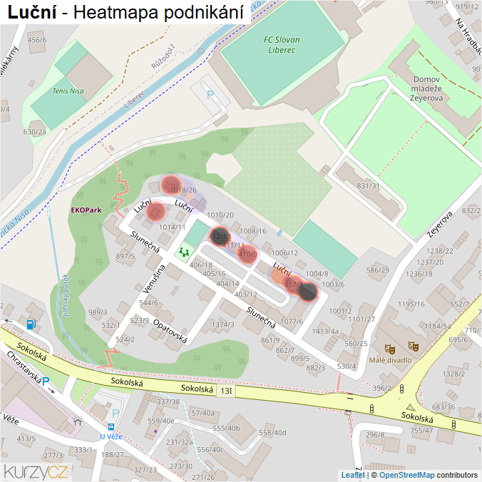 Mapa Luční - Firmy v ulici.