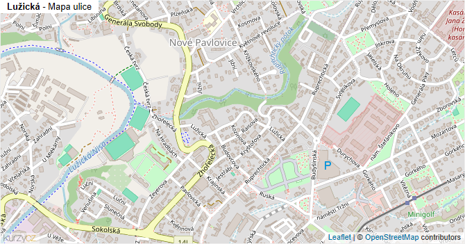 Lužická - mapa ulice