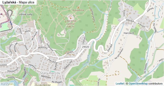 Lyžařská - mapa ulice