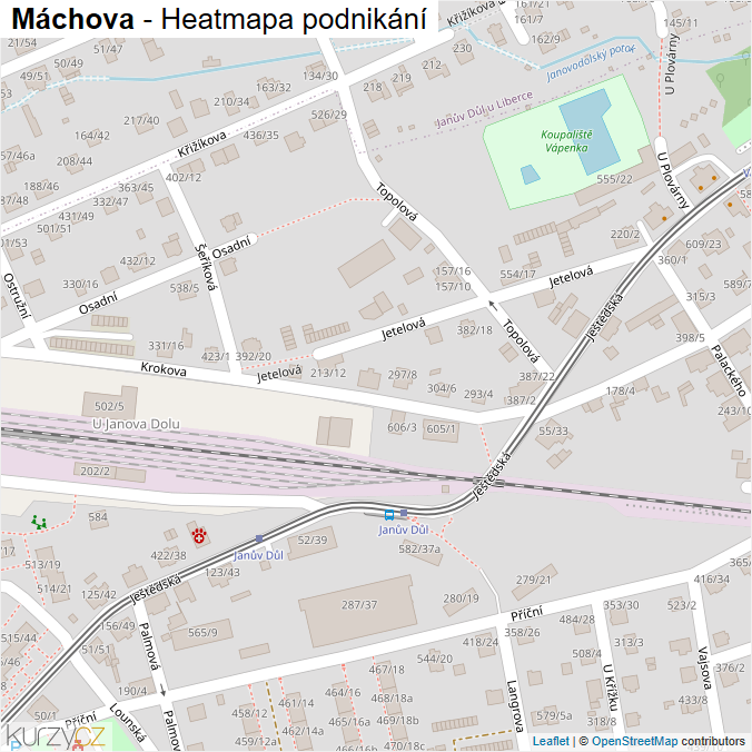 Mapa Máchova - Firmy v ulici.