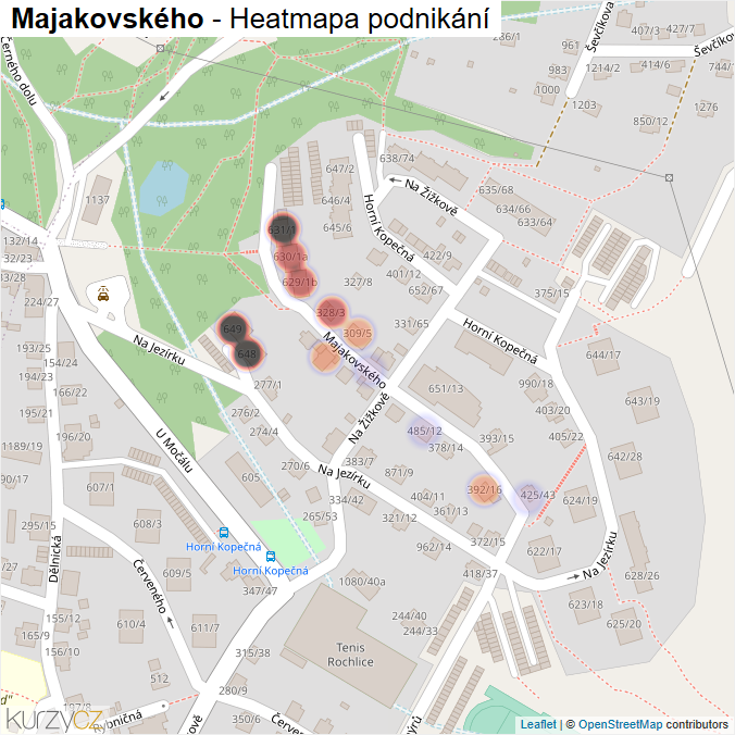 Mapa Majakovského - Firmy v ulici.