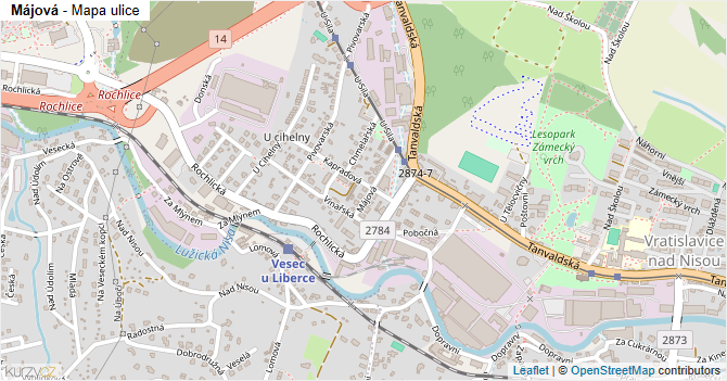 Májová - mapa ulice