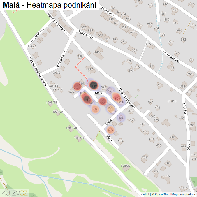 Mapa Malá - Firmy v ulici.