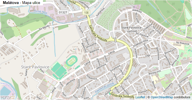 Malátova - mapa ulice