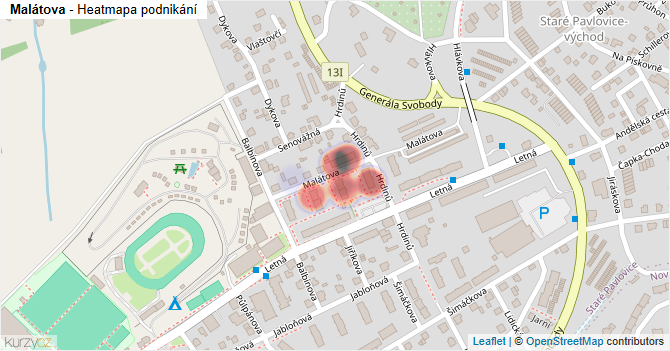 Malátova - mapa podnikání