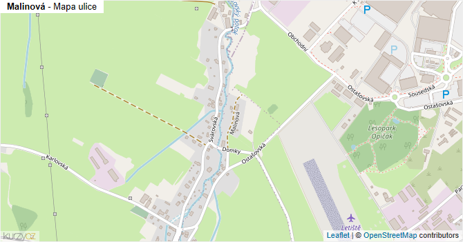 Malinová - mapa ulice