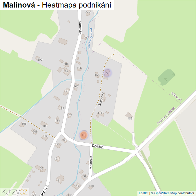 Mapa Malinová - Firmy v ulici.