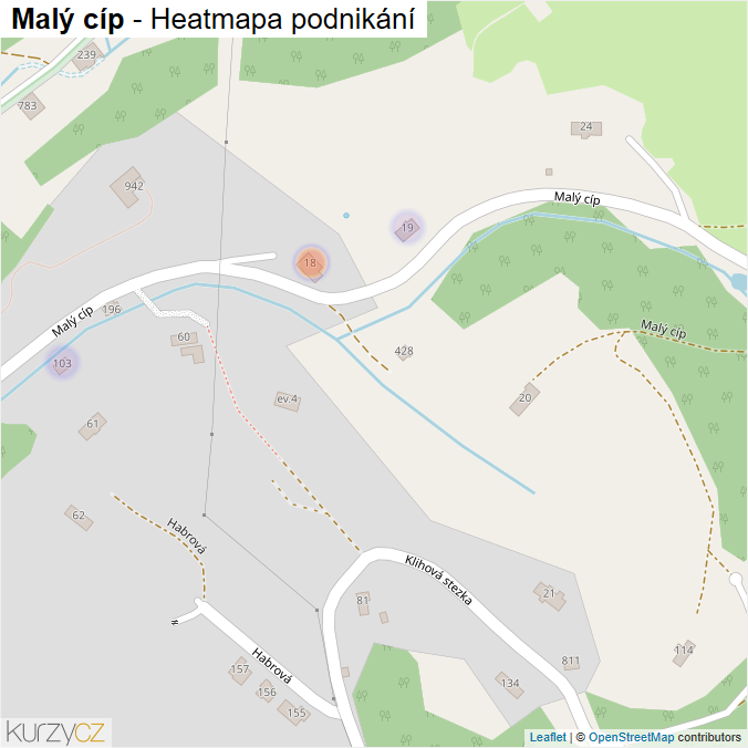 Mapa Malý cíp - Firmy v ulici.