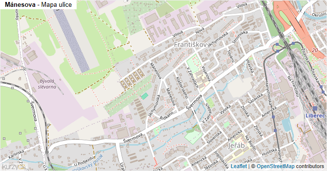 Mánesova - mapa ulice