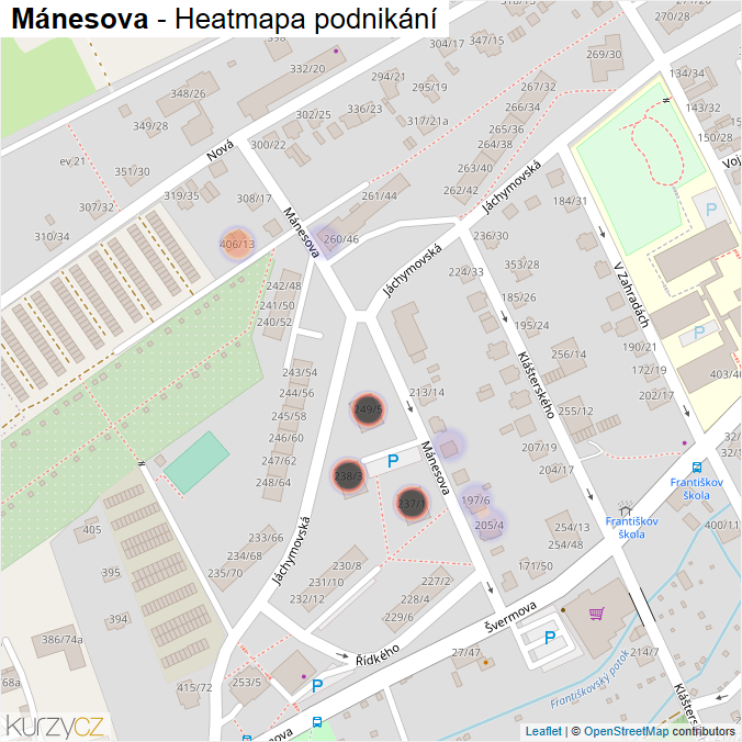 Mapa Mánesova - Firmy v ulici.