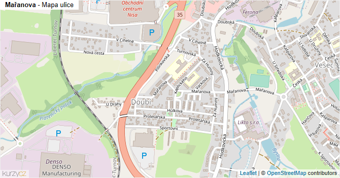 Mařanova - mapa ulice