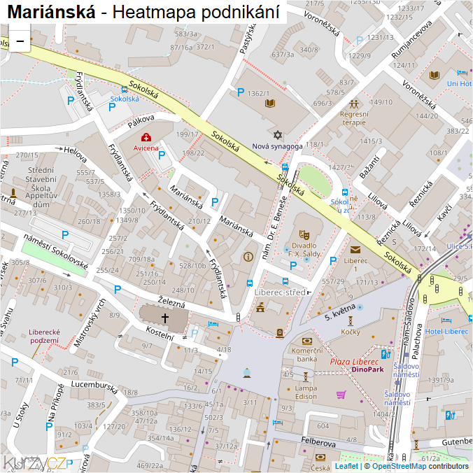Mapa Mariánská - Firmy v ulici.