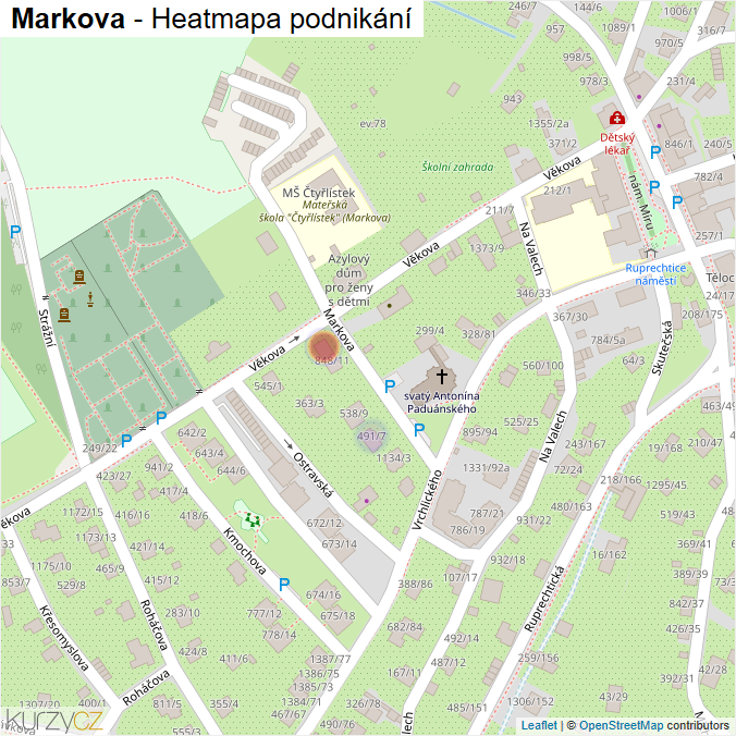 Mapa Markova - Firmy v ulici.