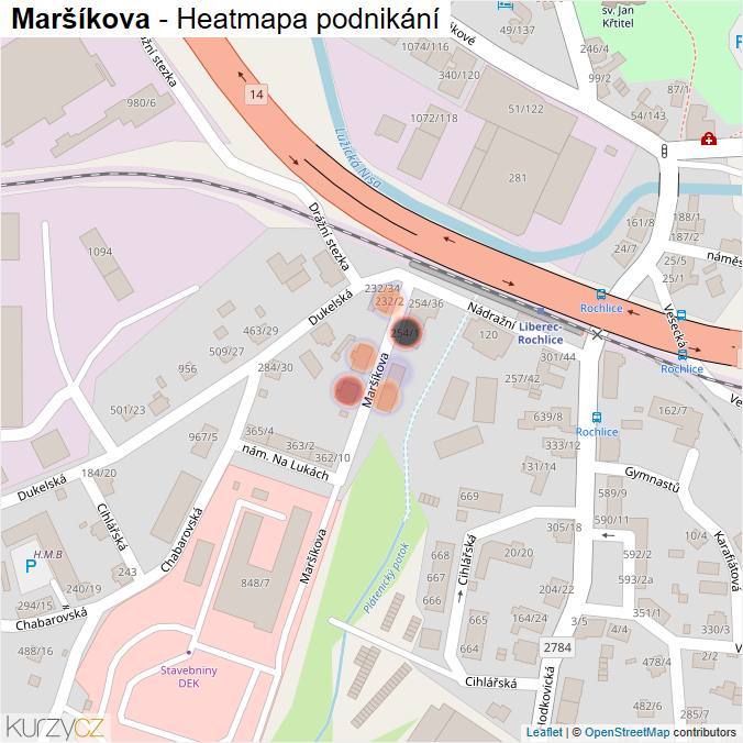 Mapa Maršíkova - Firmy v ulici.