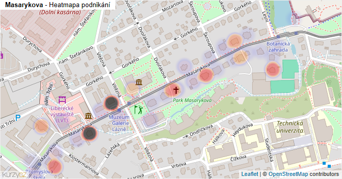 Masarykova - mapa podnikání