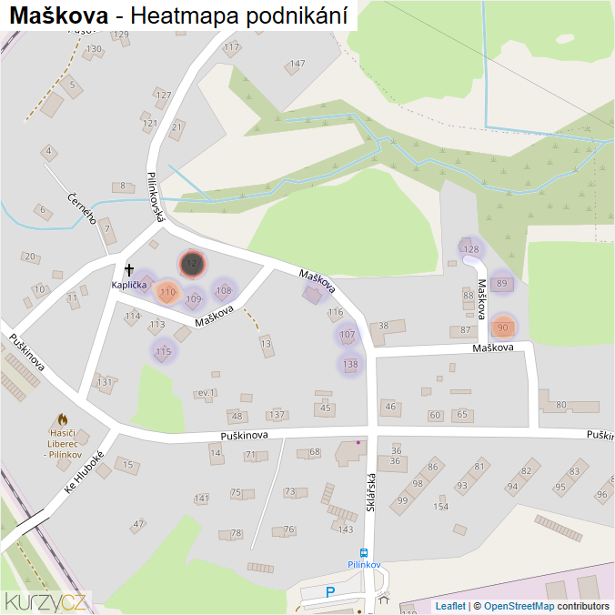 Mapa Maškova - Firmy v ulici.