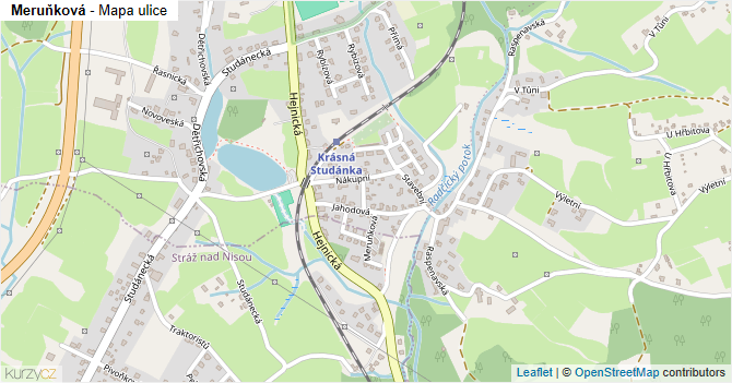 Meruňková - mapa ulice