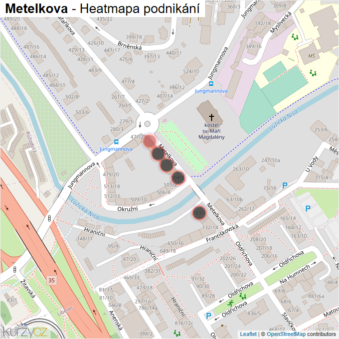 Mapa Metelkova - Firmy v ulici.