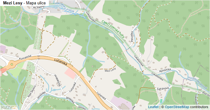 Mezi Lesy - mapa ulice