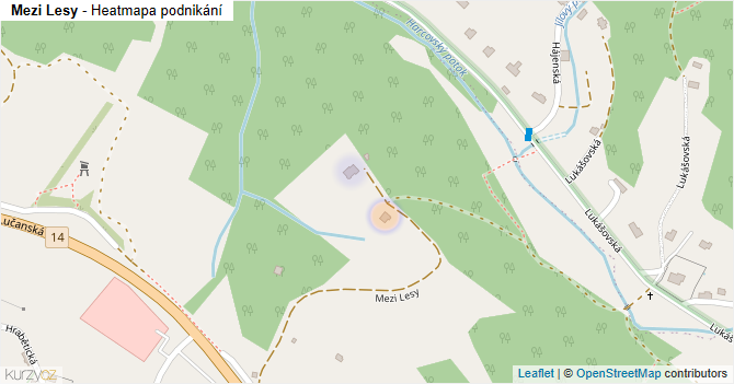 Mezi Lesy - mapa podnikání