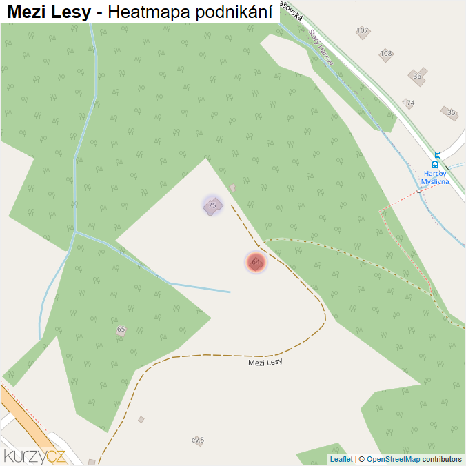 Mapa Mezi Lesy - Firmy v ulici.