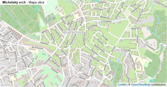 Michelský vrch - mapa ulice