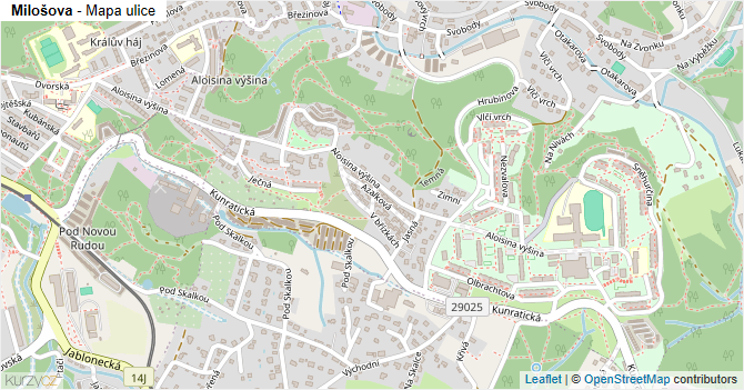 Milošova - mapa ulice