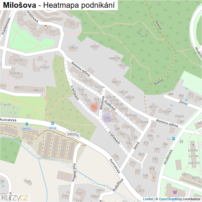 Mapa Milošova - Firmy v ulici.