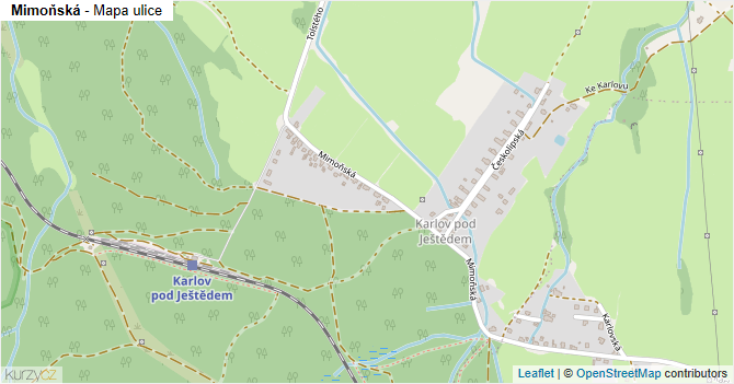 Mimoňská - mapa ulice