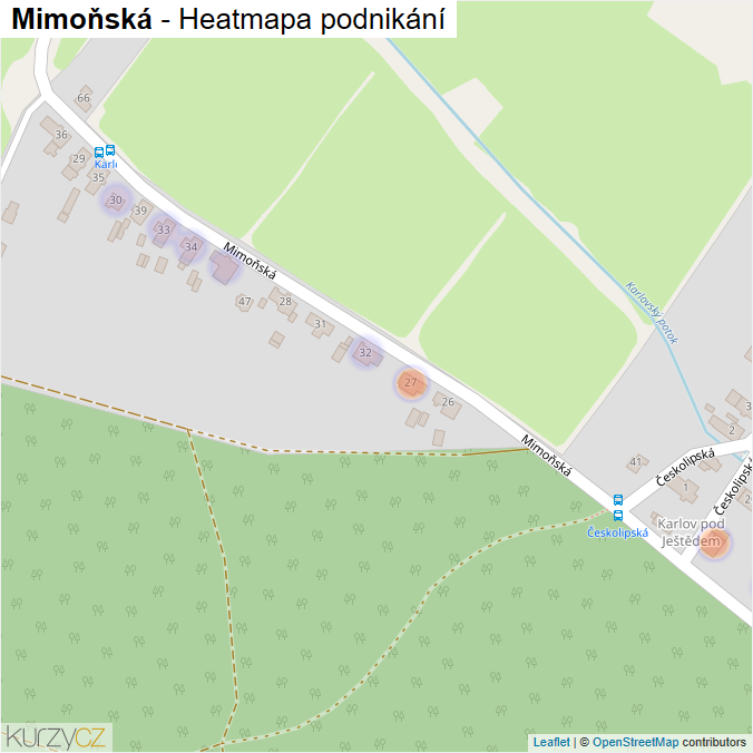 Mapa Mimoňská - Firmy v ulici.