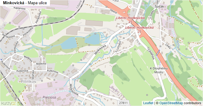 Minkovická - mapa ulice