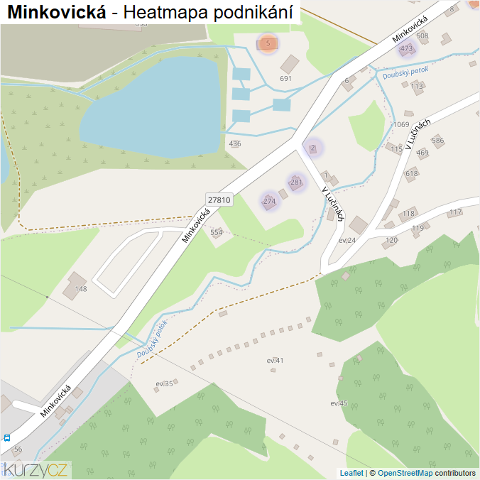 Mapa Minkovická - Firmy v ulici.