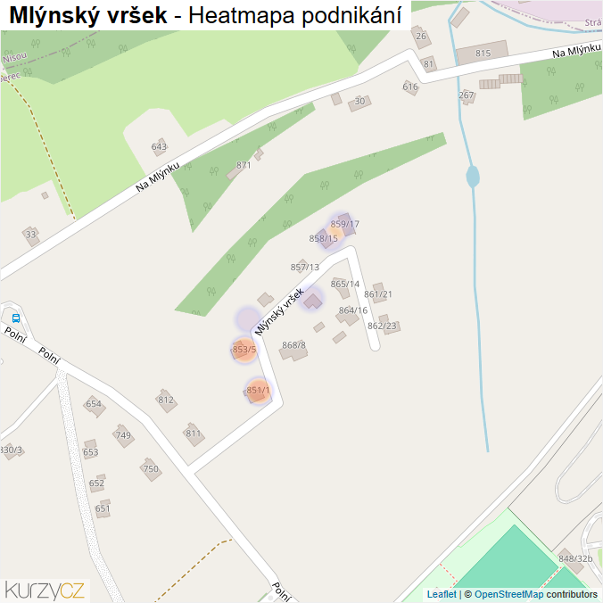 Mapa Mlýnský vršek - Firmy v ulici.