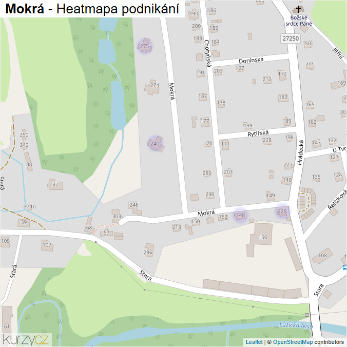 Mapa Mokrá - Firmy v ulici.