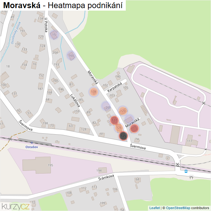 Mapa Moravská - Firmy v ulici.