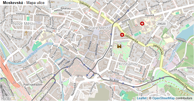 Moskevská - mapa ulice