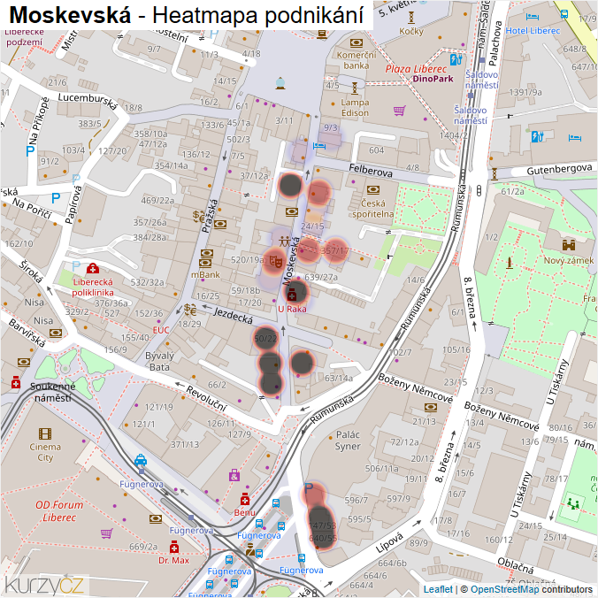 Mapa Moskevská - Firmy v ulici.
