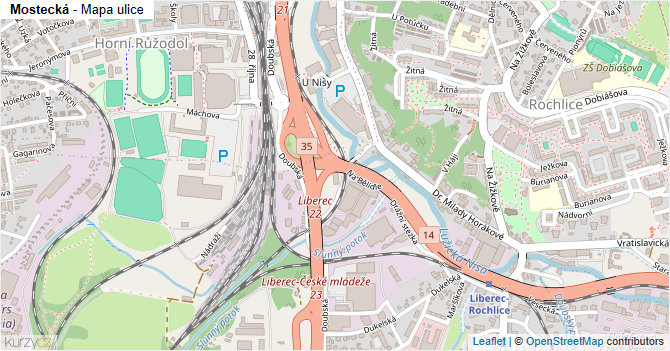 Mostecká - mapa ulice