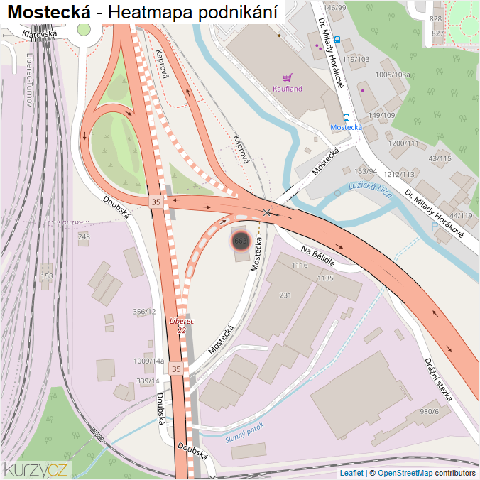 Mapa Mostecká - Firmy v ulici.