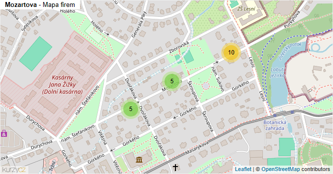 Mozartova - mapa firem