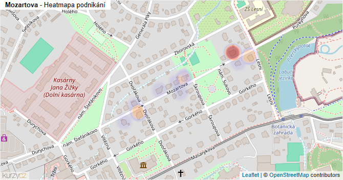Mozartova - mapa podnikání