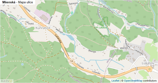 Mšenská - mapa ulice